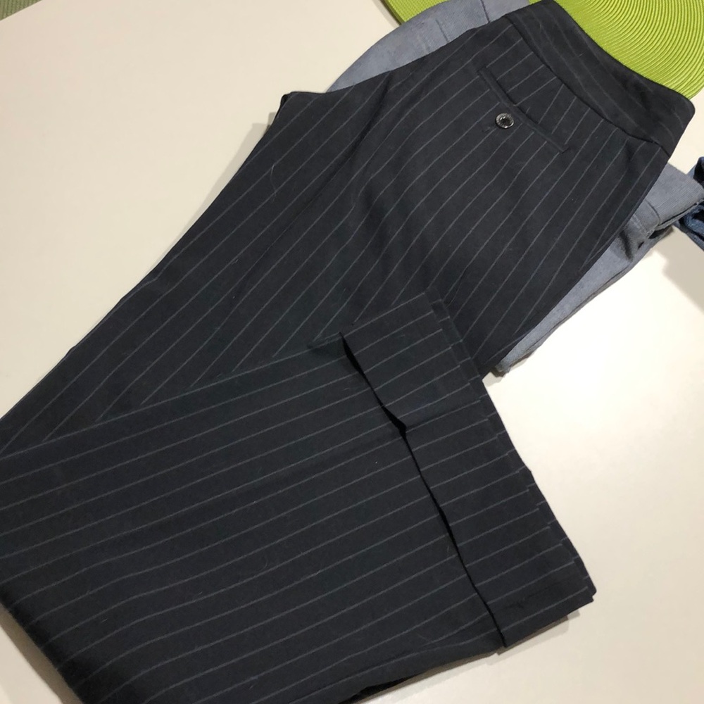 Pinstriped wise leg dress pant for women